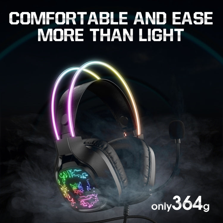 ONIKUMA X22 USB + 3.5mm Colorful Light Wired Gaming Headset with Mic, Cable length: 1.8m(Black) - Multimedia Headset by ONIKUMA | Online Shopping South Africa | PMC Jewellery | Buy Now Pay Later Mobicred