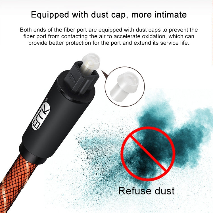 EMK 90 Degree Swivel Adjustable Right Angled 360 Degrees Rotatable Plug Nylon Woven Mesh Optical Audio Cable, Cable Length:5m(Orange) - free shipping - PMC Jewellery - Order now!