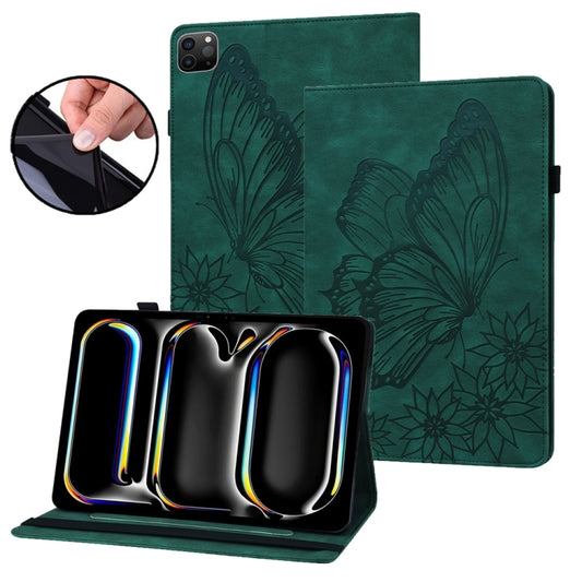For iPad Pro 11 2024 Big Butterfly Embossed Leather Tablet Case(Green) - iPad Pro 11 2024 Cases by PMC Jewellery | Online Shopping South Africa | PMC Jewellery | Buy Now Pay Later Mobicred