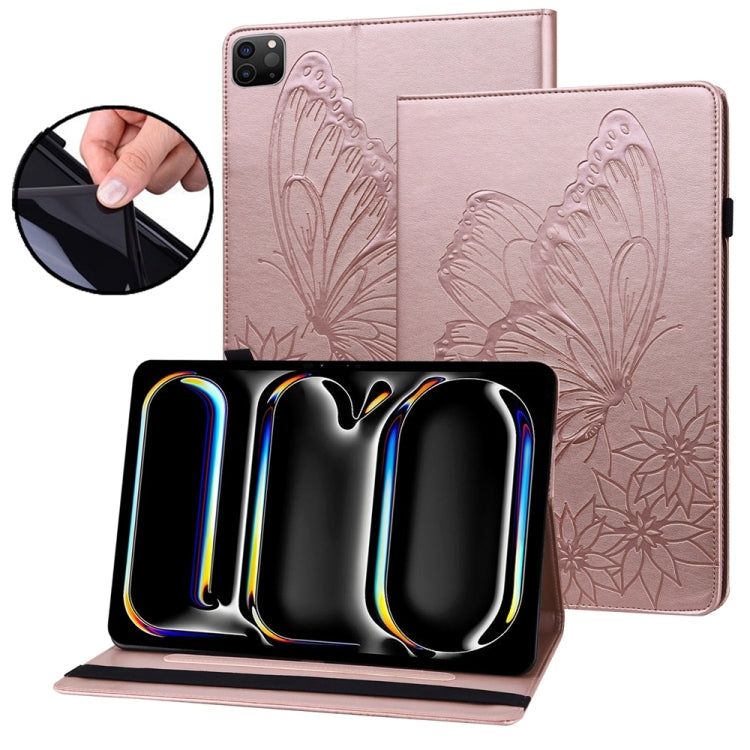 For iPad Pro 11 2024 Big Butterfly Embossed Leather Tablet Case(Rose Gold) - iPad Pro 11 2024 Cases by PMC TechLife | Online Shopping South Africa | PMC TechLife | Buy Now Pay Later Mobicred