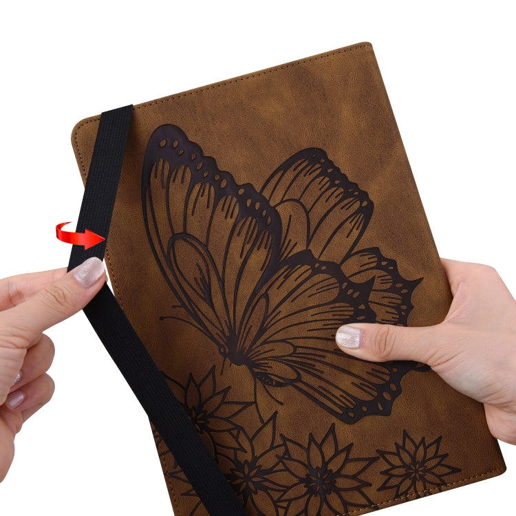 For Lenovo Tab P12 / Xiaoxin Pad Pro 12.7 Big Butterfly Embossed Leather Tablet Case(Brown) - Lenovo by PMC TechLife | Online Shopping South Africa | PMC TechLife | Buy Now Pay Later Mobicred
