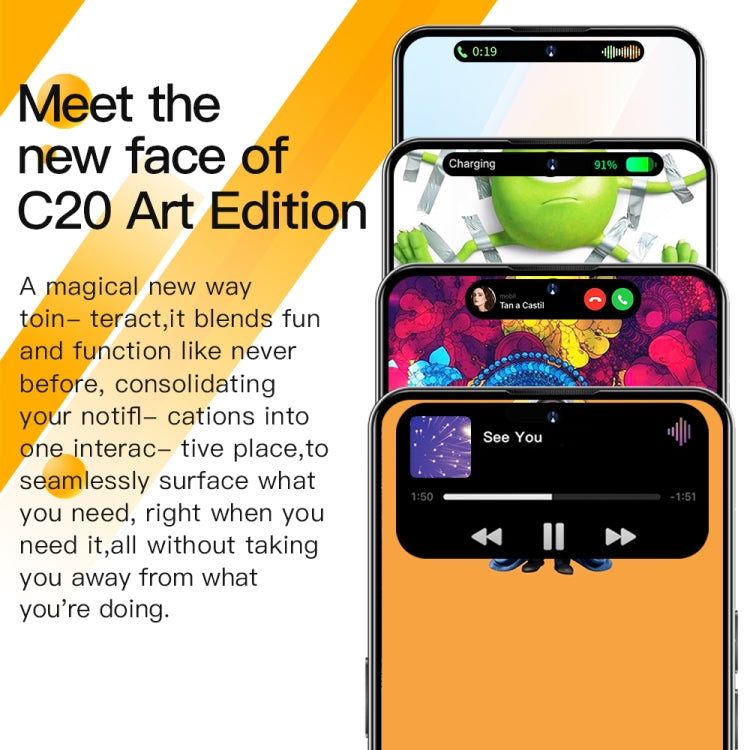 C20 Art Edition, 3GB+32GB, 6.53 inch Face Identification Android 8.1 MTK6753 Octa Core , Network: 4G, Dual SIM(Orange) -  by PMC Jewellery | Online Shopping South Africa | PMC Jewellery