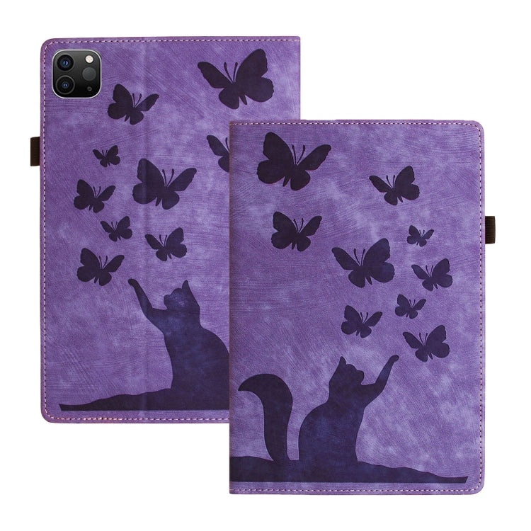 For iPad Pro 13 2024 Butterfly Cat Embossing Leather Tablet Case(Purple) - iPad Pro 13 2024 Cases by PMC TechLife | Online Shopping South Africa | PMC TechLife | Buy Now Pay Later Mobicred
