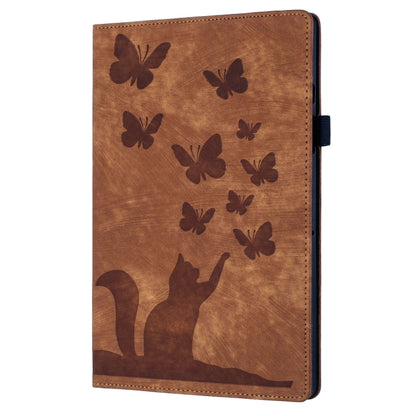 For iPad Pro 13 2024 Butterfly Cat Embossing Leather Tablet Case(Brown) - iPad Pro 13 2024 Cases by PMC Jewellery | Online Shopping South Africa | PMC Jewellery | Buy Now Pay Later Mobicred