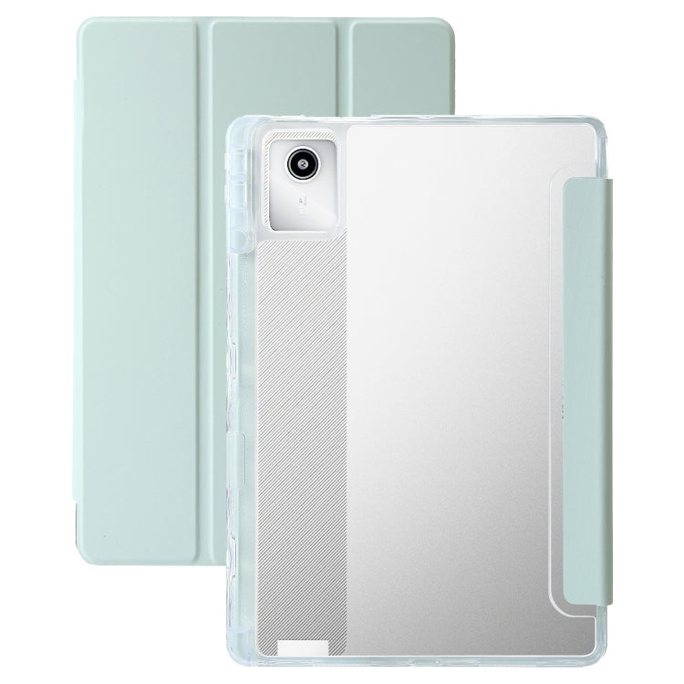 For Lenovo Tab M11 /Xiaoxin Pad 11 2024 Clear Acrylic 3-Fold Leather Tablet Case(Green) - Lenovo by PMC Jewellery | Online Shopping South Africa | PMC Jewellery | Buy Now Pay Later Mobicred