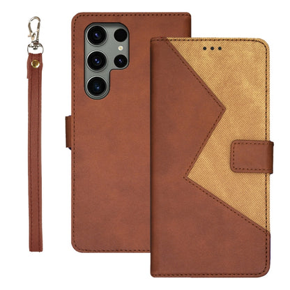 For Samsung Galaxy S24 Ultra 5G idewei Two-color Splicing Leather Phone Case(Brown) - Galaxy S24 Ultra 5G Cases by idewei | Online Shopping South Africa | PMC Jewellery | Buy Now Pay Later Mobicred