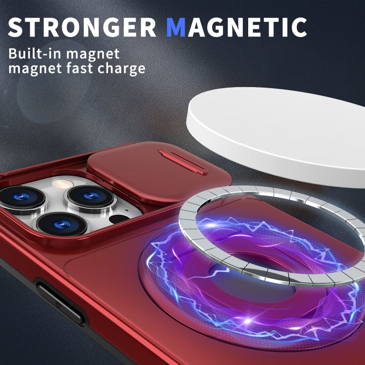 For iPhone 16 Pro Camshield MagSafe Ring Holder Armor Phone Case(Red) - iPhone 16 Pro Cases by PMC TechLife | Online Shopping South Africa | PMC TechLife | Buy Now Pay Later Mobicred