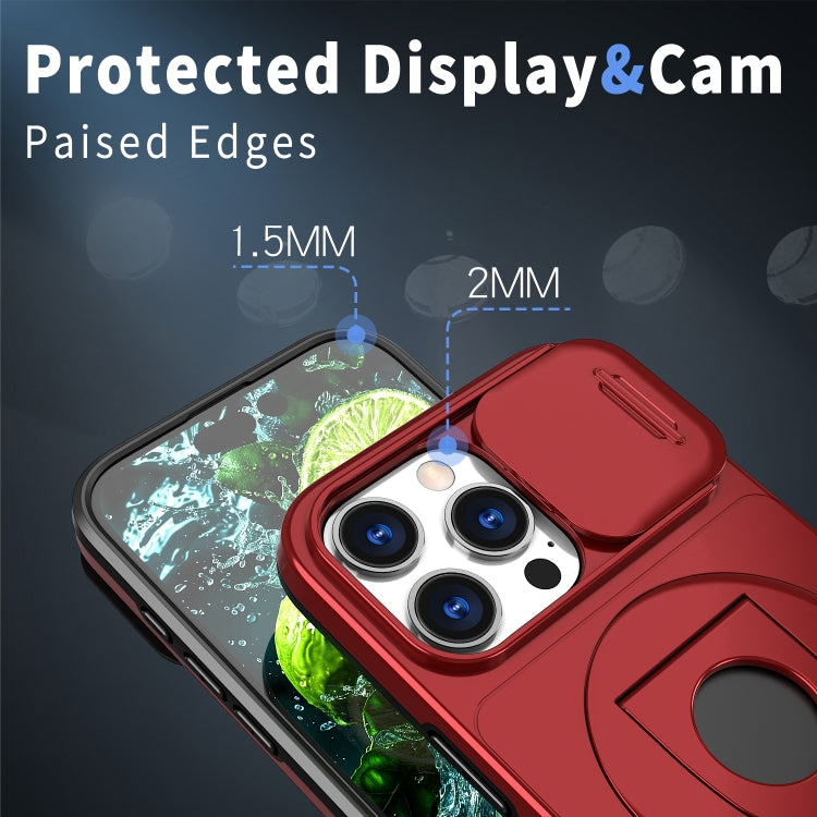 For iPhone 16 Pro Camshield MagSafe Ring Holder Armor Phone Case(Red) - iPhone 16 Pro Cases by PMC TechLife | Online Shopping South Africa | PMC TechLife | Buy Now Pay Later Mobicred