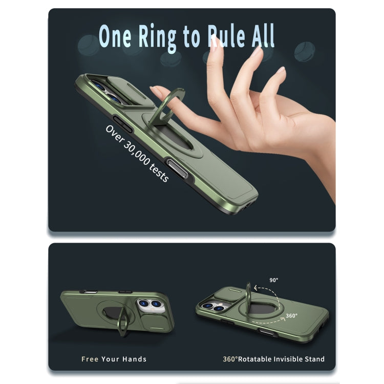 For iPhone 16 Plus Camshield MagSafe Ring Holder Armor Phone Case(Olive Green) - iPhone 16 Plus Cases by PMC TechLife | Online Shopping South Africa | PMC TechLife | Buy Now Pay Later Mobicred