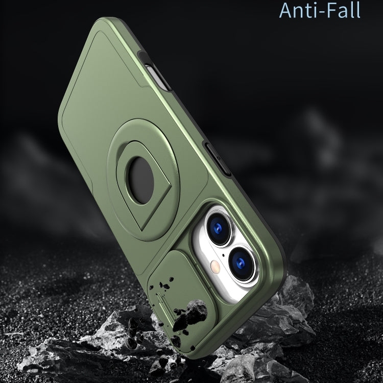 For iPhone 16 Camshield MagSafe Ring Holder Armor Phone Case(Olive Green) - iPhone 16 Cases by PMC Jewellery | Online Shopping South Africa | PMC Jewellery | Buy Now Pay Later Mobicred