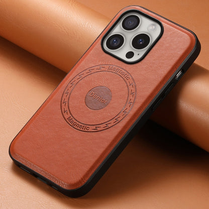 For iPhone 16 Pro Denior Cowhide Texture Leather MagSafe Phone Case(Brown) - iPhone 16 Pro Cases by Denior | Online Shopping South Africa | PMC Jewellery | Buy Now Pay Later Mobicred