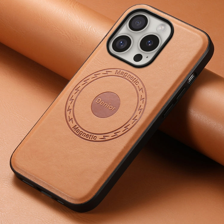 For iPhone 16 Pro Max Denior Cowhide Texture Leather MagSafe Phone Case(Khaki) - free shipping - PMC Jewellery - Order now!