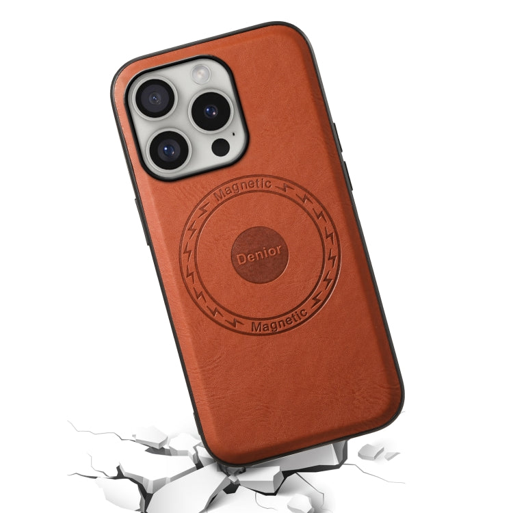 For iPhone 16 Pro Max Denior Cowhide Texture Leather MagSafe Phone Case(Brown) - free shipping - PMC Jewellery - Order now!
