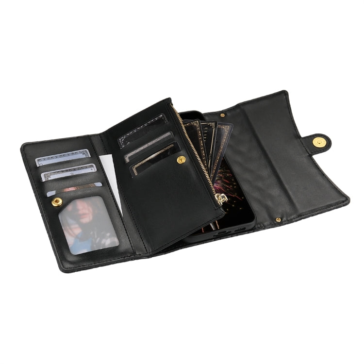 For Google Pixel 7 Pro Zipper Multi-Card Wallet Rhombic Leather Phone Case(Black) - Google Cases by PMC TechLife | Online Shopping South Africa | PMC TechLife | Buy Now Pay Later Mobicred