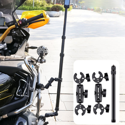 Double Dual-heads Crabs Motorcycle Clamps Handlebar Fixed Mount 3-stage Telescopic Selfie Stick - Holder by PMC Jewellery | Online Shopping South Africa | PMC Jewellery