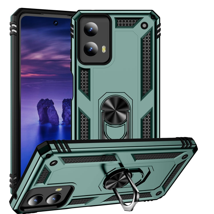 For Motorola Moto G Play 5G 2024 Shockproof TPU + PC Phone Case with Holder(Dark Green) - Motorola Cases by PMC Jewellery | Online Shopping South Africa | PMC Jewellery | Buy Now Pay Later Mobicred