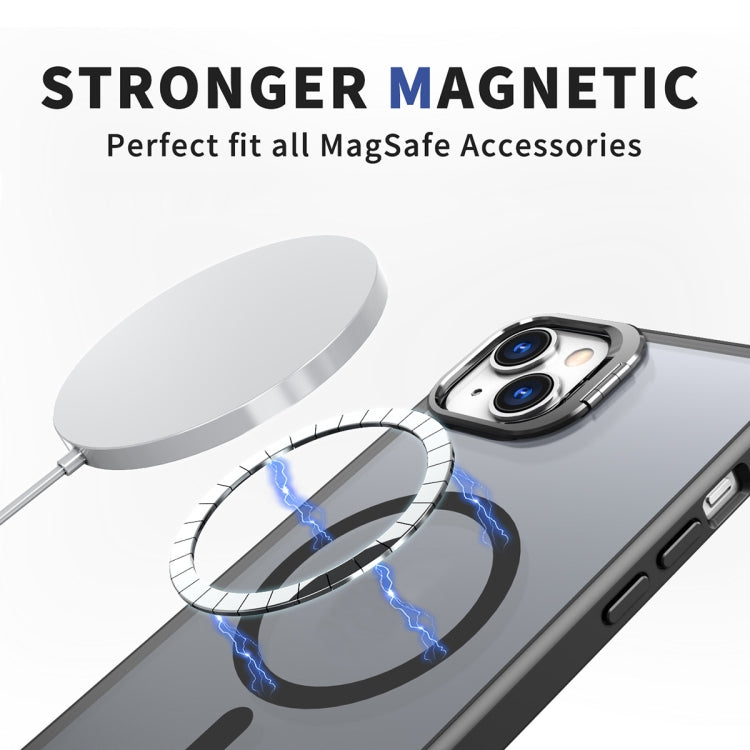 For iPhone 15 Metal Invisible Camera Holder MagSafe Magnetic Phone Case(Black) - iPhone 15 Cases by PMC TechLife | Online Shopping South Africa | PMC TechLife