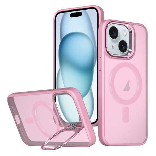 For iPhone 15 Plus Metal Invisible Camera Holder MagSafe Magnetic Phone Case(Pink) - iPhone 15 Plus Cases by PMC Jewellery | Online Shopping South Africa | PMC Jewellery