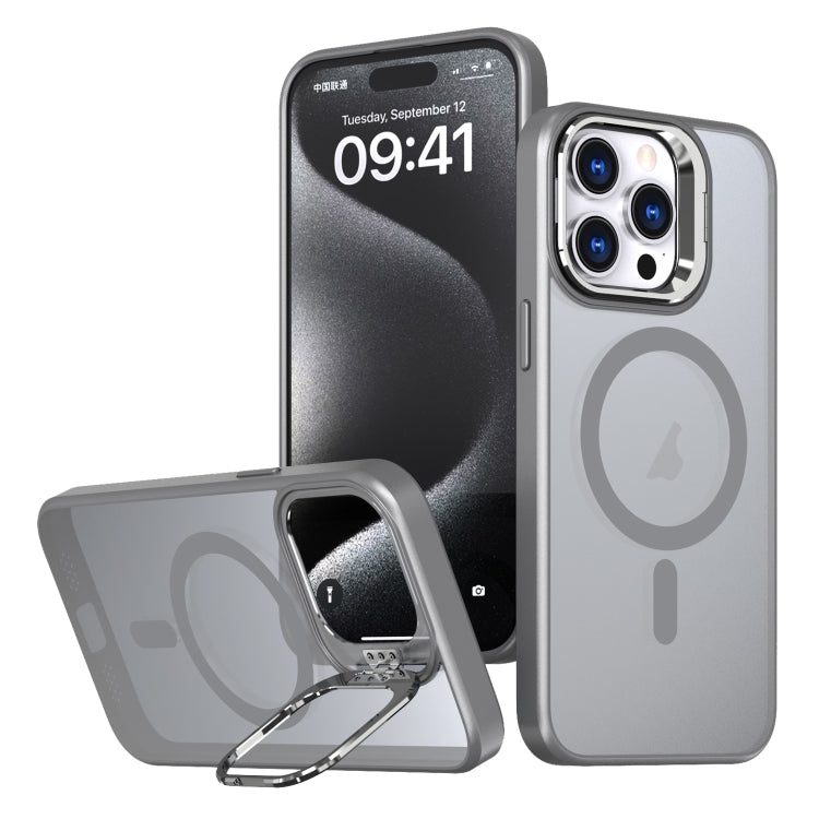 For iPhone 15 Pro Metal Invisible Camera Holder MagSafe Magnetic Phone Case(Grey) - iPhone 15 Pro Cases by PMC TechLife | Online Shopping South Africa | PMC TechLife