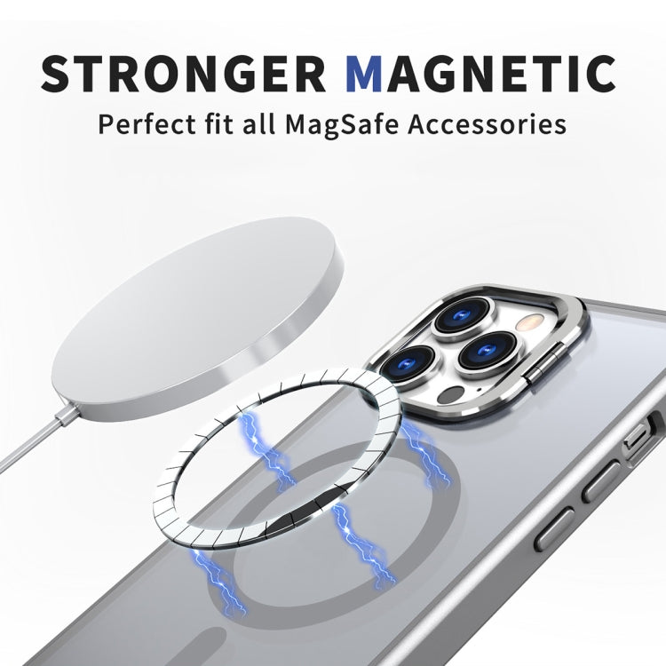 For iPhone 15 Pro Metal Invisible Camera Holder MagSafe Magnetic Phone Case(Grey) - iPhone 15 Pro Cases by PMC TechLife | Online Shopping South Africa | PMC TechLife