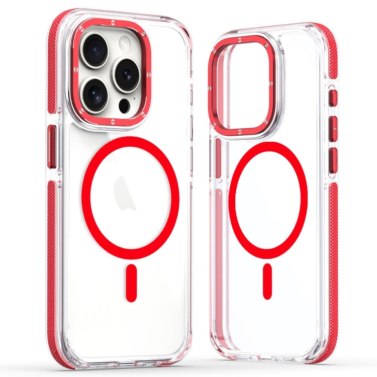 For iPhone 11 Pro Max Dual-Color Clear Acrylic Hybrid TPU MagSafe Phone Case(Red) - iPhone 11 Pro Max Cases by PMC Jewellery | Online Shopping South Africa | PMC Jewellery