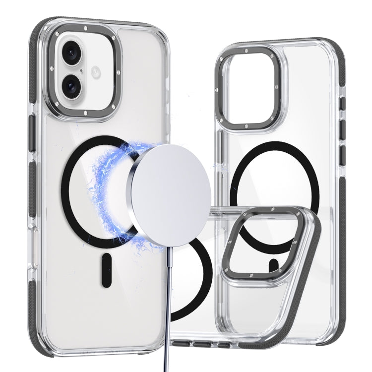 For iPhone 16 Plus Dual-Color Clear Acrylic Hybrid TPU MagSafe Phone Case(Black) - iPhone 16 Plus Cases by PMC Jewellery | Online Shopping South Africa | PMC Jewellery | Buy Now Pay Later Mobicred