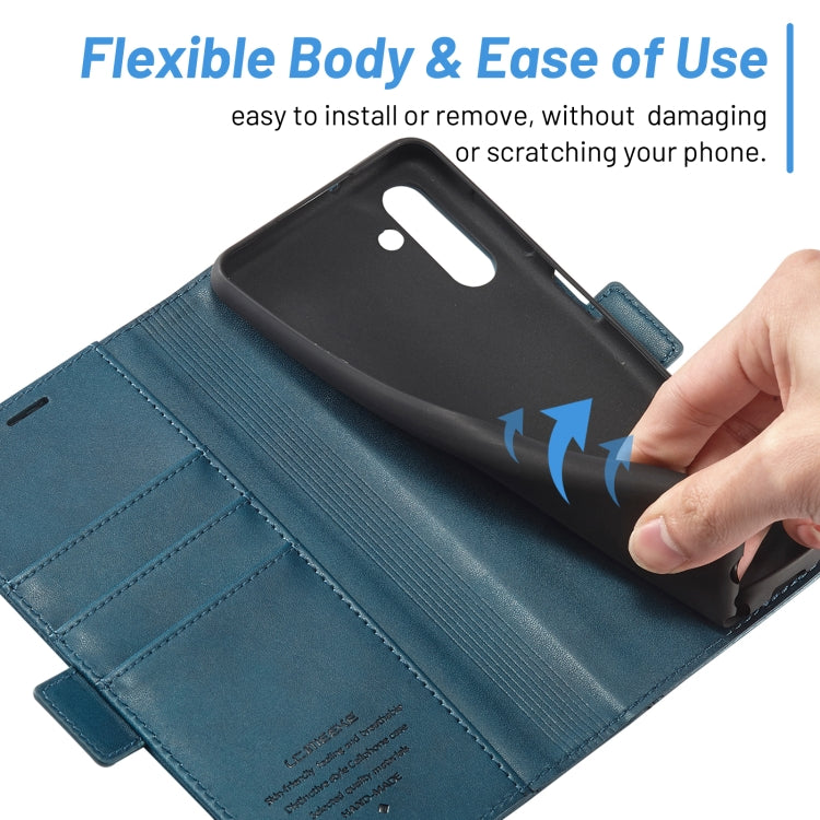 For Samsung Galaxy S24 LC.IMEEKE Skin-friendly Card Slots Leather Phone Case(Blue) - Galaxy S24 5G Cases by LC.IMEEKE | Online Shopping South Africa | PMC Jewellery | Buy Now Pay Later Mobicred