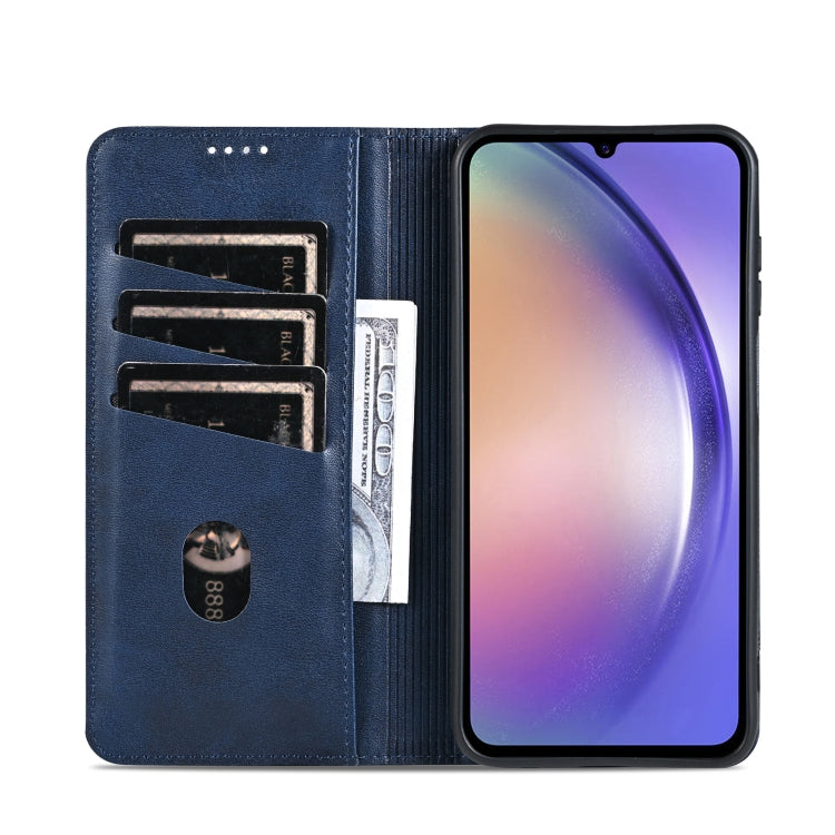 For Samsung Galaxy A25 5G AZNS Magnetic Calf Texture Flip Leather Phone Case(Dark Blue) - Galaxy Phone Cases by AZNS | Online Shopping South Africa | PMC Jewellery