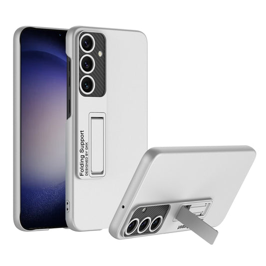 For Samsung Galaxy S24+ 5G GKK Ultra-thin Shockproof Phone Case with Holder(Silver) - Galaxy S24+ 5G Cases by GKK | Online Shopping South Africa | PMC Jewellery | Buy Now Pay Later Mobicred