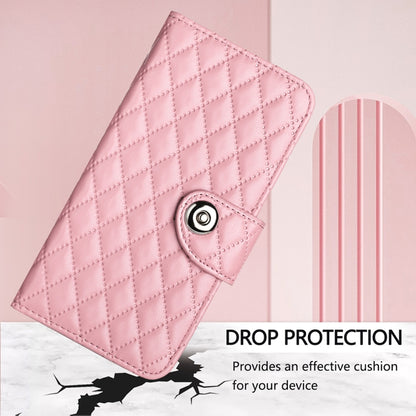 For Honor Magic6 Pro Rhombic Texture Flip Leather Phone Case with Lanyard(Pink) - Honor Cases by PMC Jewellery | Online Shopping South Africa | PMC Jewellery | Buy Now Pay Later Mobicred