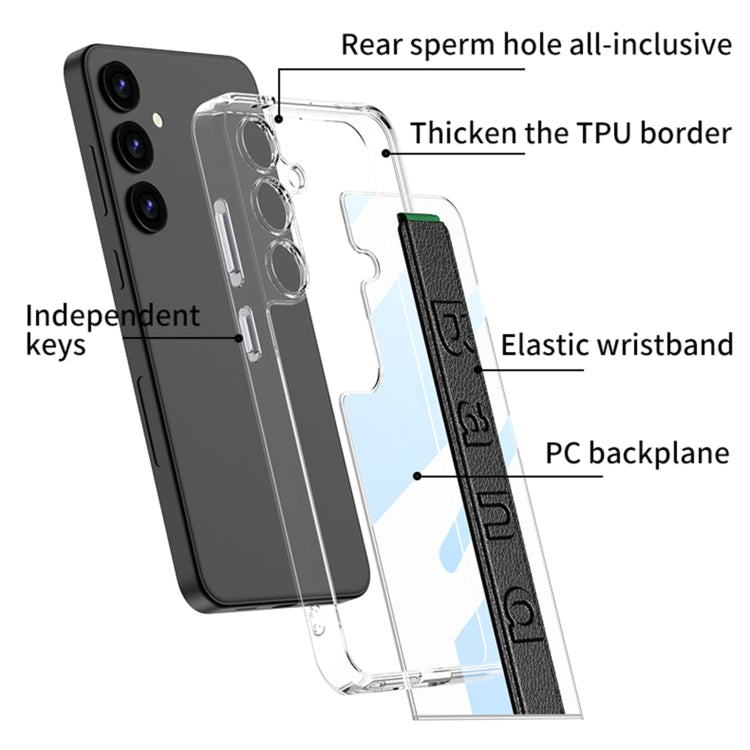 For Samsung Galaxy S24 5G GKK Space Frame Transparent PC + TPU Phone Case with Wrist Strap(White) - Galaxy S24 5G Cases by GKK | Online Shopping South Africa | PMC Jewellery | Buy Now Pay Later Mobicred