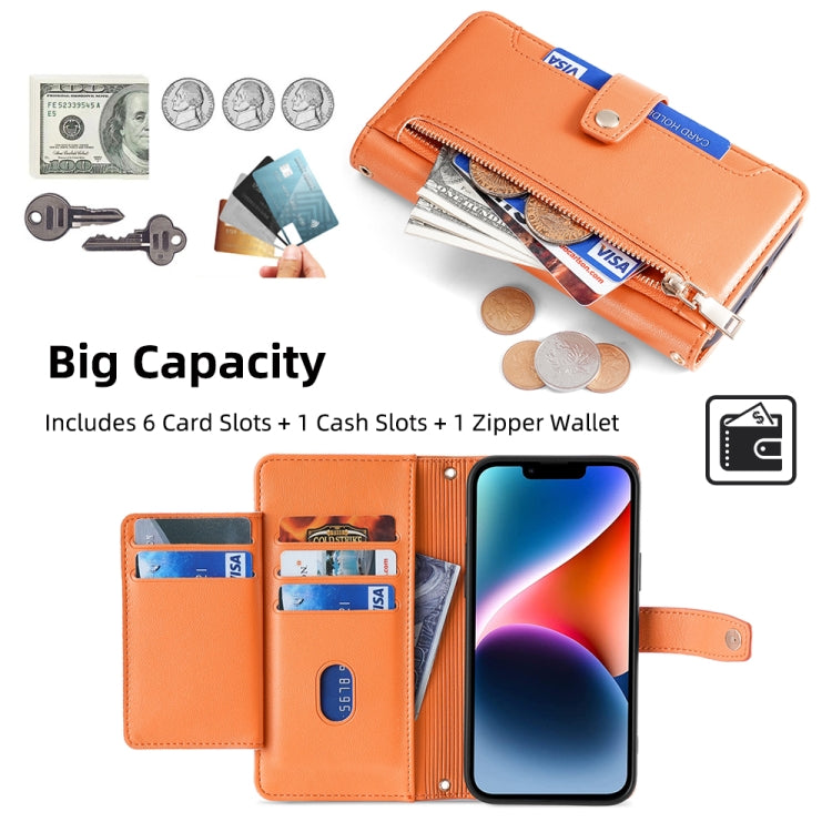 For itel P65 Sheep Texture Cross-body Zipper Wallet Leather Phone Case(Orange) - free shipping - PMC TechLife - Order now!