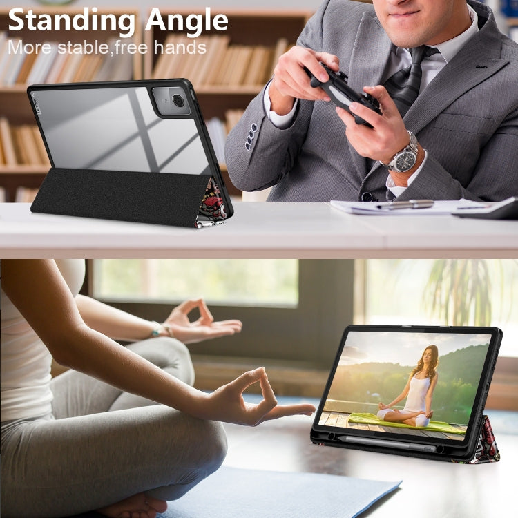 For Lenovo Tab M11 / Xiaoxin Pad 2024 Acrylic 3-Fold Painted Smart Leather Tablet Case(Graffiti) - Lenovo by PMC Jewellery | Online Shopping South Africa | PMC Jewellery | Buy Now Pay Later Mobicred