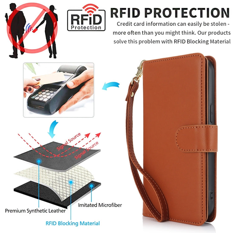 For Samsung Galaxy S24+ / S25+ 5G Multi-Card Wallet RFID Leather Phone Case(Brown) - Galaxy S24+ 5G Cases by PMC Jewellery | Online Shopping South Africa | PMC Jewellery | Buy Now Pay Later Mobicred