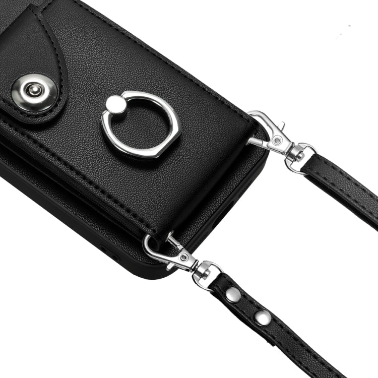 For Xiaomi Redmi Note 13 Pro+ Organ Card Bag Ring Holder Phone Case with Long Lanyard(Black) - Note 13 Pro+ Cases by PMC Jewellery | Online Shopping South Africa | PMC Jewellery | Buy Now Pay Later Mobicred