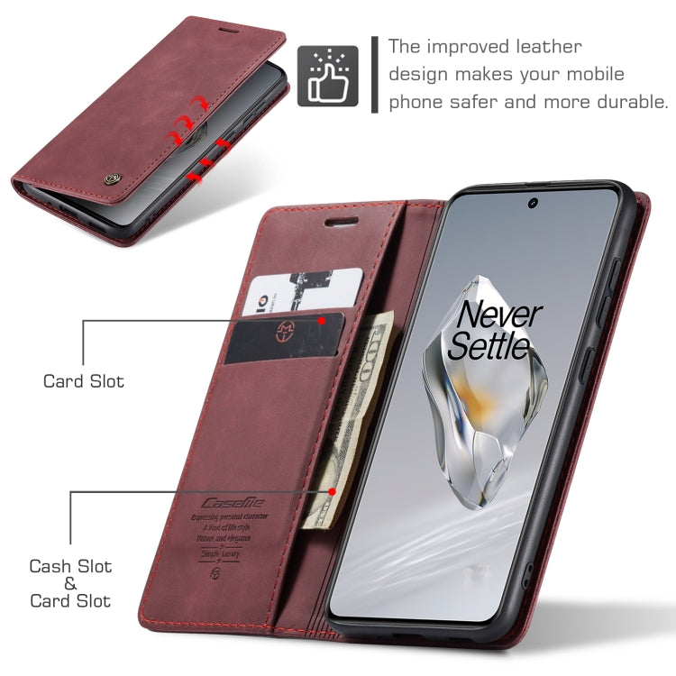 For OnePlus 12 CaseMe 013 Retro Frosted Flip Leather Phone Case(Wine Red) - OnePlus Cases by CaseMe | Online Shopping South Africa | PMC Jewellery | Buy Now Pay Later Mobicred