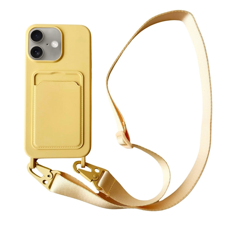 For iPhone 16 Plus Card Slot Liquid Silicone Phone Case with Lanyard(Yellow) - iPhone 16 Plus Cases by PMC Jewellery | Online Shopping South Africa | PMC Jewellery | Buy Now Pay Later Mobicred