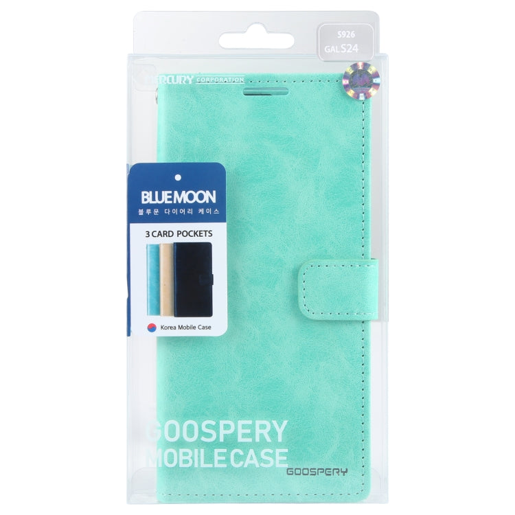 For Samsung Galaxy S24 5G GOOSPERY BLUE MOON Crazy Horse Texture Leather Phone Case(Mint Green) - Galaxy S24 5G Cases by GOOSPERY | Online Shopping South Africa | PMC Jewellery | Buy Now Pay Later Mobicred