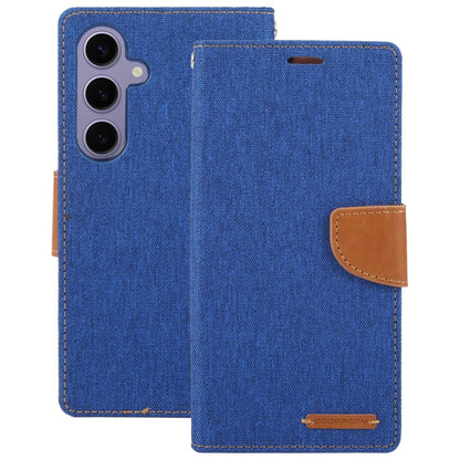 For Samsung Galaxy S24 5G GOOSPERY CANVAS DIARY Fabric Texture Flip Leather Phone Case(Blue) - Galaxy S24 5G Cases by GOOSPERY | Online Shopping South Africa | PMC Jewellery | Buy Now Pay Later Mobicred