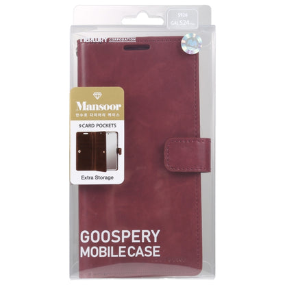 For Samsung Galaxy S24+ 5G GOOSPERY MANSOOR DIARY 9 Card Slots Leather Phone Case(Wine Red) - Galaxy S24+ 5G Cases by GOOSPERY | Online Shopping South Africa | PMC Jewellery | Buy Now Pay Later Mobicred