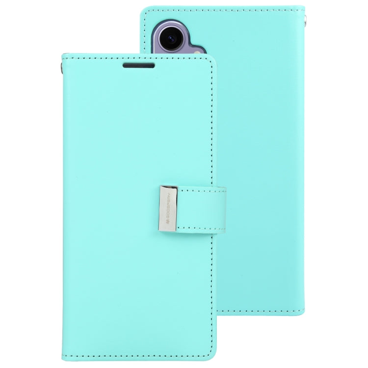 For Samsung Galaxy S24 5G GOOSPERY RICH DIARY Crazy Horse Texture Leather Phone Case(Mint Green) - Galaxy S24 5G Cases by GOOSPERY | Online Shopping South Africa | PMC Jewellery | Buy Now Pay Later Mobicred