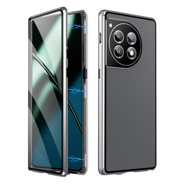 For OnePlus 12 Magnetic HD Tempered Glass Phone Case(Silver) - OnePlus Cases by PMC TechLife | Online Shopping South Africa | PMC TechLife | Buy Now Pay Later Mobicred