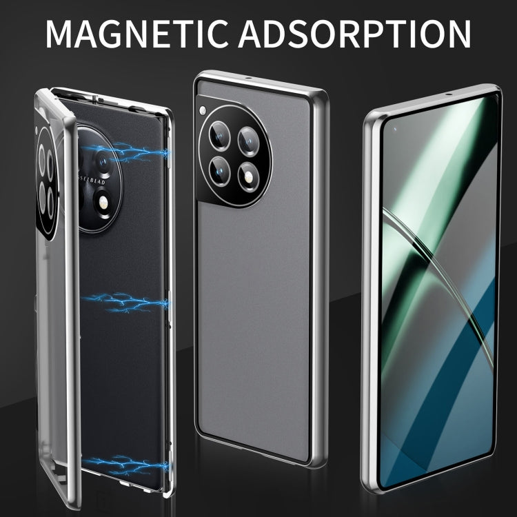 For OnePlus 12 Magnetic HD Tempered Glass Phone Case(Silver) - OnePlus Cases by PMC TechLife | Online Shopping South Africa | PMC TechLife | Buy Now Pay Later Mobicred