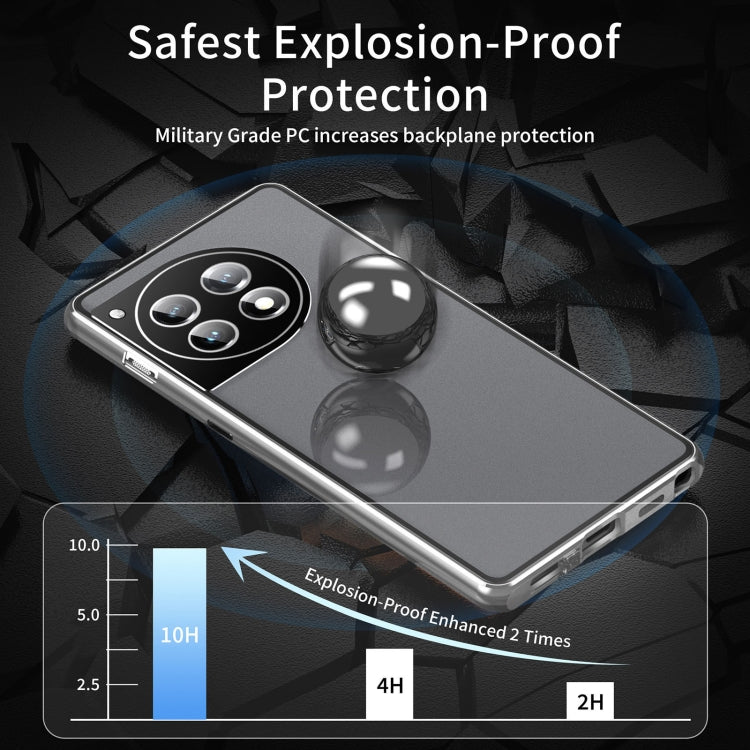 For OnePlus 12 Magnetic HD Tempered Glass Phone Case(Silver) - OnePlus Cases by PMC TechLife | Online Shopping South Africa | PMC TechLife | Buy Now Pay Later Mobicred