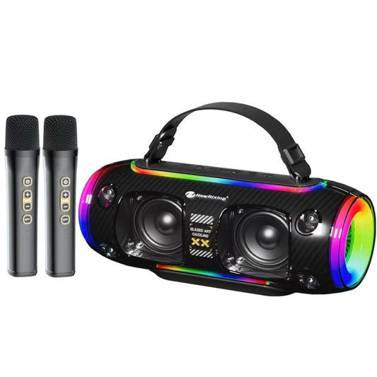 New Rixing NR8806 Portable Outdoor Wireless Bluetooth Speaker RGB Colorful Subwoofer, Style:Dual Mic(Black) - Desktop Speaker by NewRixing | Online Shopping South Africa | PMC Jewellery | Buy Now Pay Later Mobicred