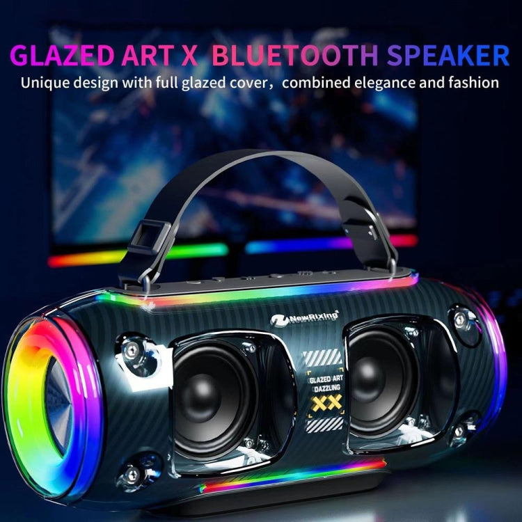 New Rixing NR8806 Portable Outdoor Wireless Bluetooth Speaker RGB Colorful Subwoofer, Style:Dual Mic(Black) - Desktop Speaker by NewRixing | Online Shopping South Africa | PMC Jewellery | Buy Now Pay Later Mobicred