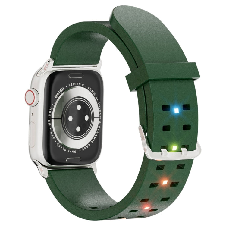 For Apple Watch Series 9 41mm Luminous Colorful Light Silicone Watch Band(Green) - Watch Bands by PMC Jewellery | Online Shopping South Africa | PMC Jewellery