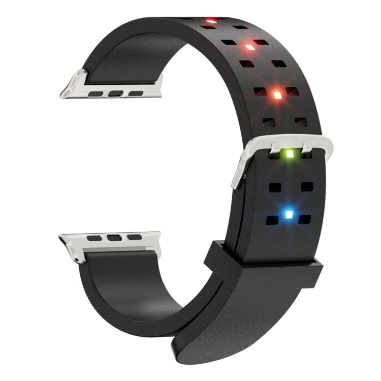 For Apple Watch Series 6 40mm Luminous Colorful Light Silicone Watch Band(Black) - Watch Bands by PMC Jewellery | Online Shopping South Africa | PMC Jewellery