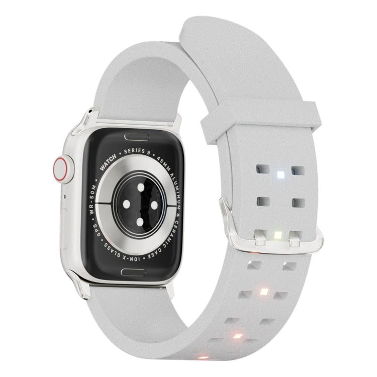 For Apple Watch Series 6 44mm Luminous Colorful Light Silicone Watch Band(Light Grey) - Watch Bands by PMC TechLife | Online Shopping South Africa | PMC TechLife