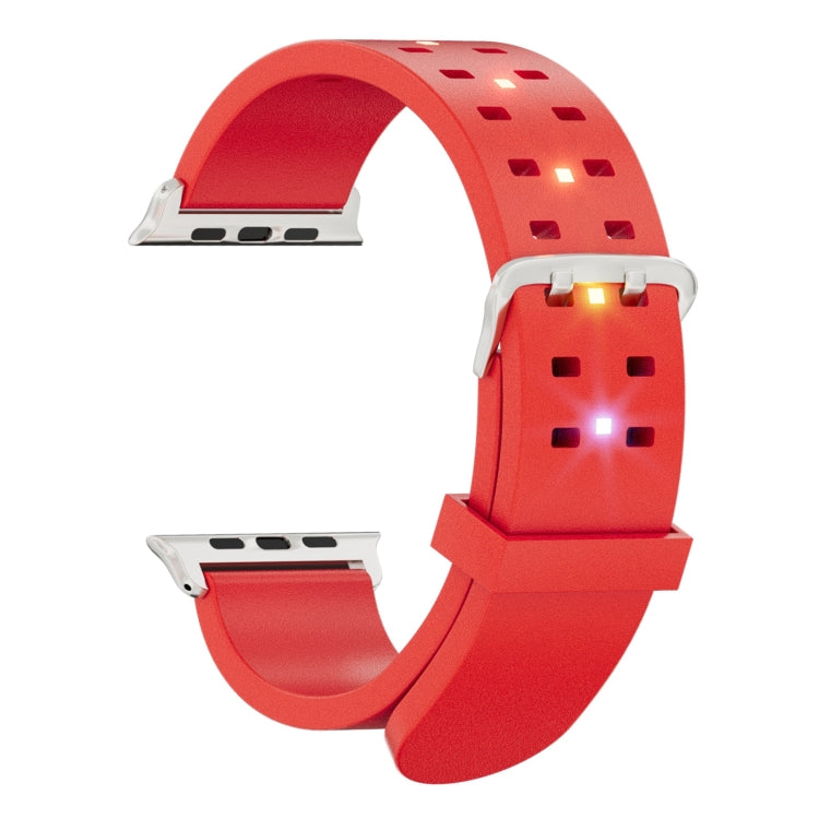 For Apple Watch Series 4 44mm Luminous Colorful Light Silicone Watch Band(Red) - Watch Bands by PMC Jewellery | Online Shopping South Africa | PMC Jewellery